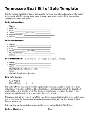 Attorney-Approved Boat Bill of Sale Document for the State of Tennessee