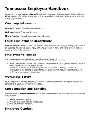 Attorney-Approved Employee Handbook Document for the State of Tennessee