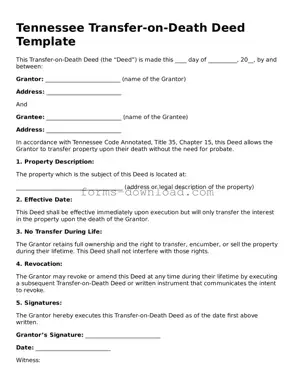 Attorney-Approved Transfer-on-Death Deed Document for the State of Tennessee