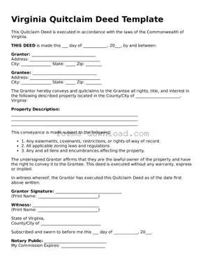 Attorney-Approved Quitclaim Deed Document for the State of Virginia