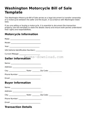 Attorney-Approved Motorcycle Bill of Sale Document for the State of Washington
