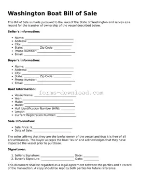 Attorney-Approved Boat Bill of Sale Document for the State of Washington