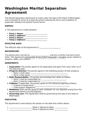 Attorney-Approved Marital Separation Agreement Document for the State of Washington