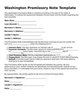 Attorney-Approved Promissory Note Document for the State of Washington