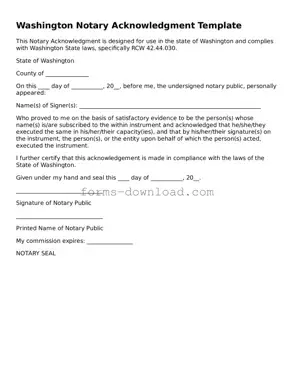 Attorney-Approved Notary Acknowledgement Document for the State of Washington
