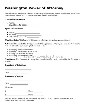 Attorney-Approved Power of Attorney Document for the State of Washington