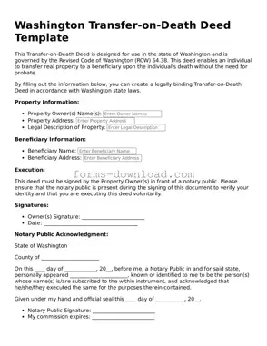 Attorney-Approved Transfer-on-Death Deed Document for the State of Washington