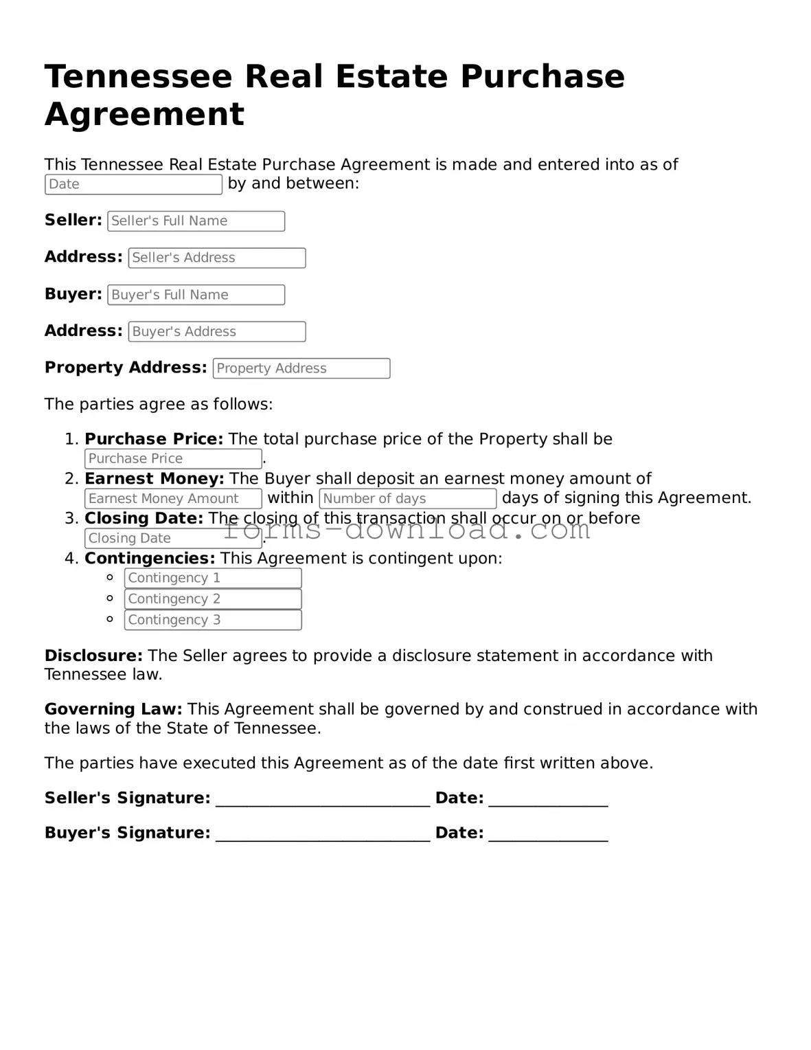 Attorney-Approved Real Estate Purchase Agreement Document for the State of Tennessee