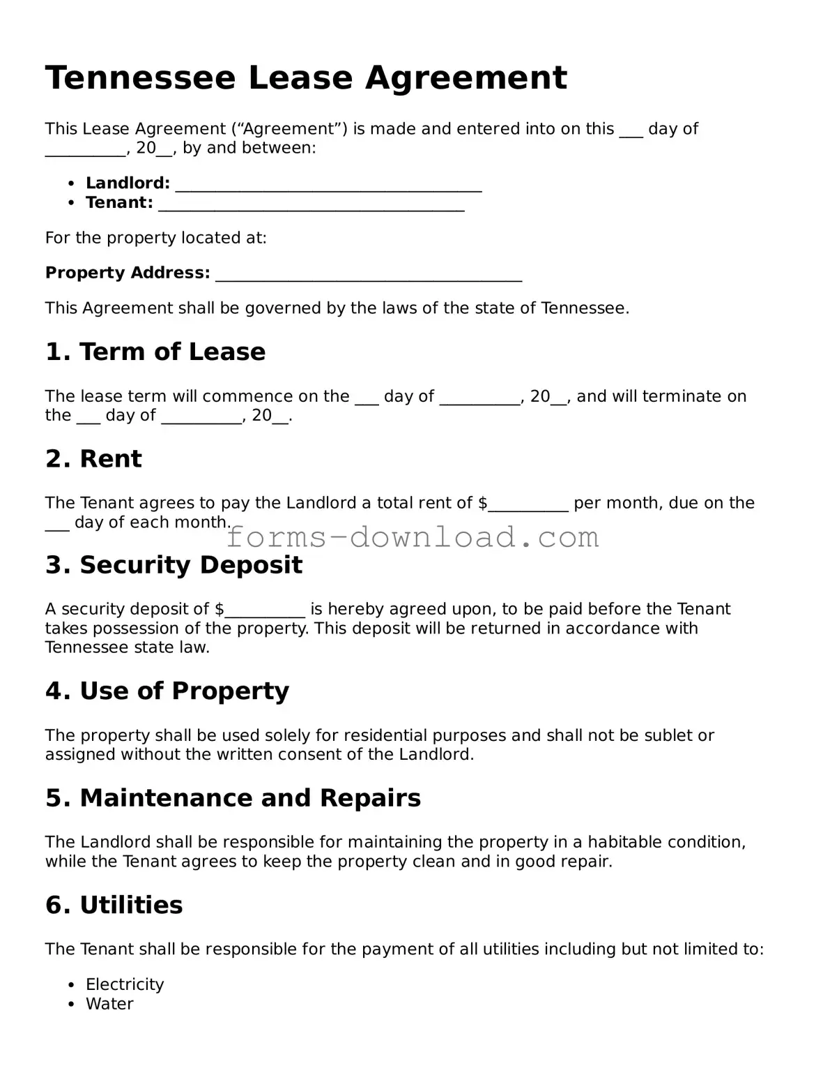 Attorney-Approved Lease Agreement Document for the State of Tennessee