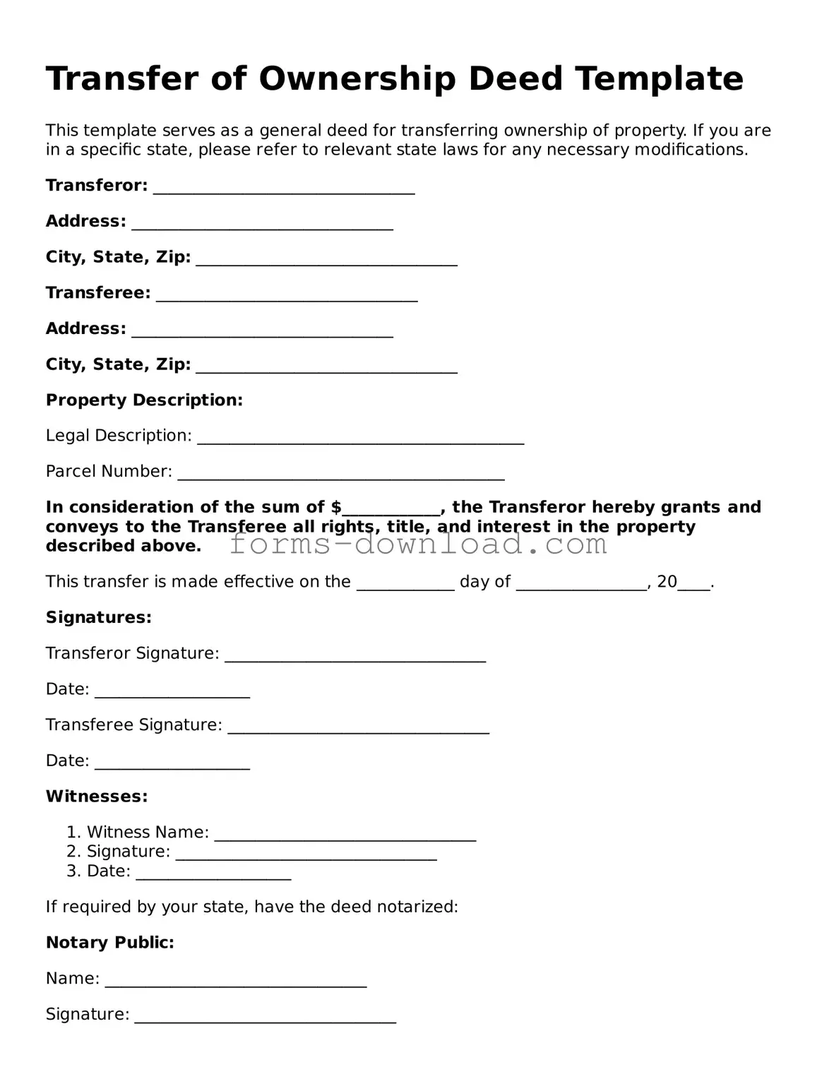Fillable Deed Form