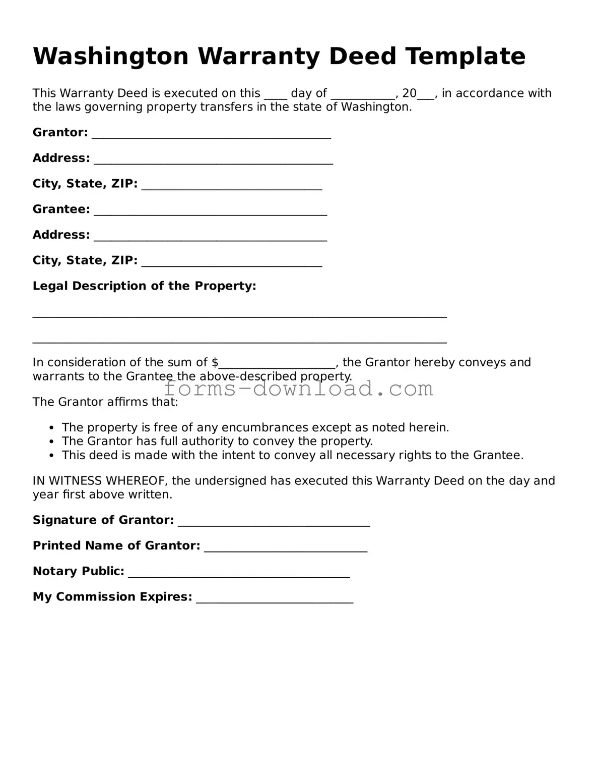 Attorney-Approved Deed Document for the State of Washington